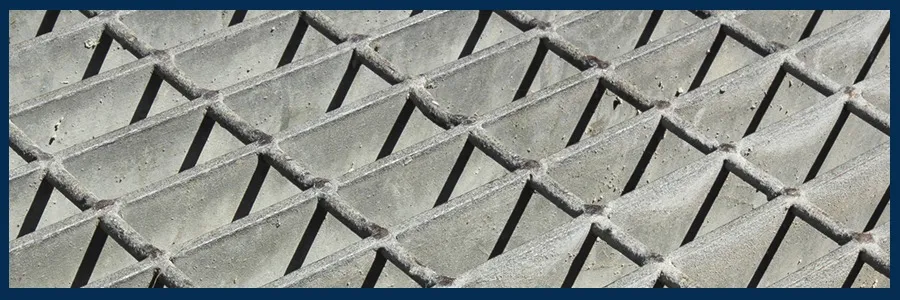 Grade de piso eletrossoldada — pontos de solda nas interseções
